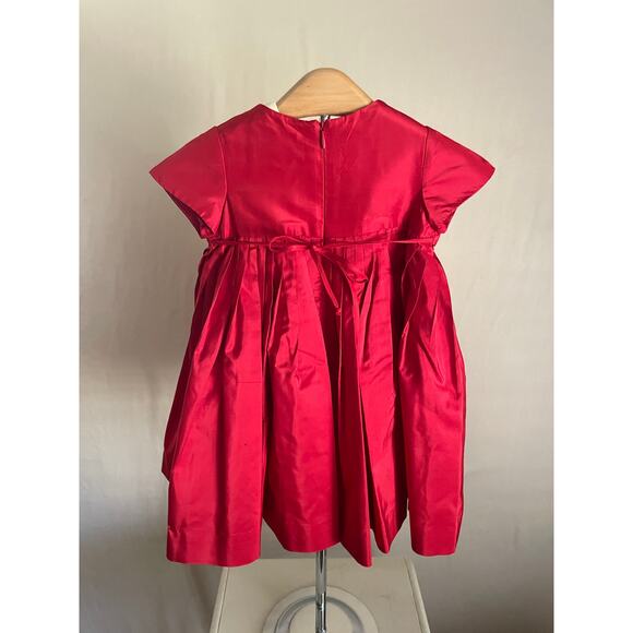 Neiman Marcus Helena Girls Red Pleated Silk Taffeta Dress. Size 18mo. EUC. - Picture 6 of 8